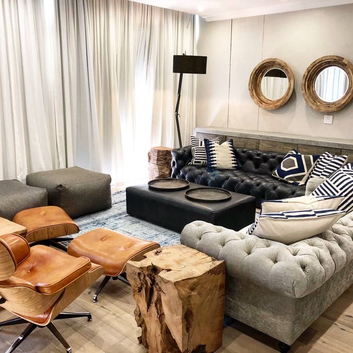 Residential Century City, Cape Town, Lean van der Merwe Interiors Lean van der Merwe Interiors Вітальня