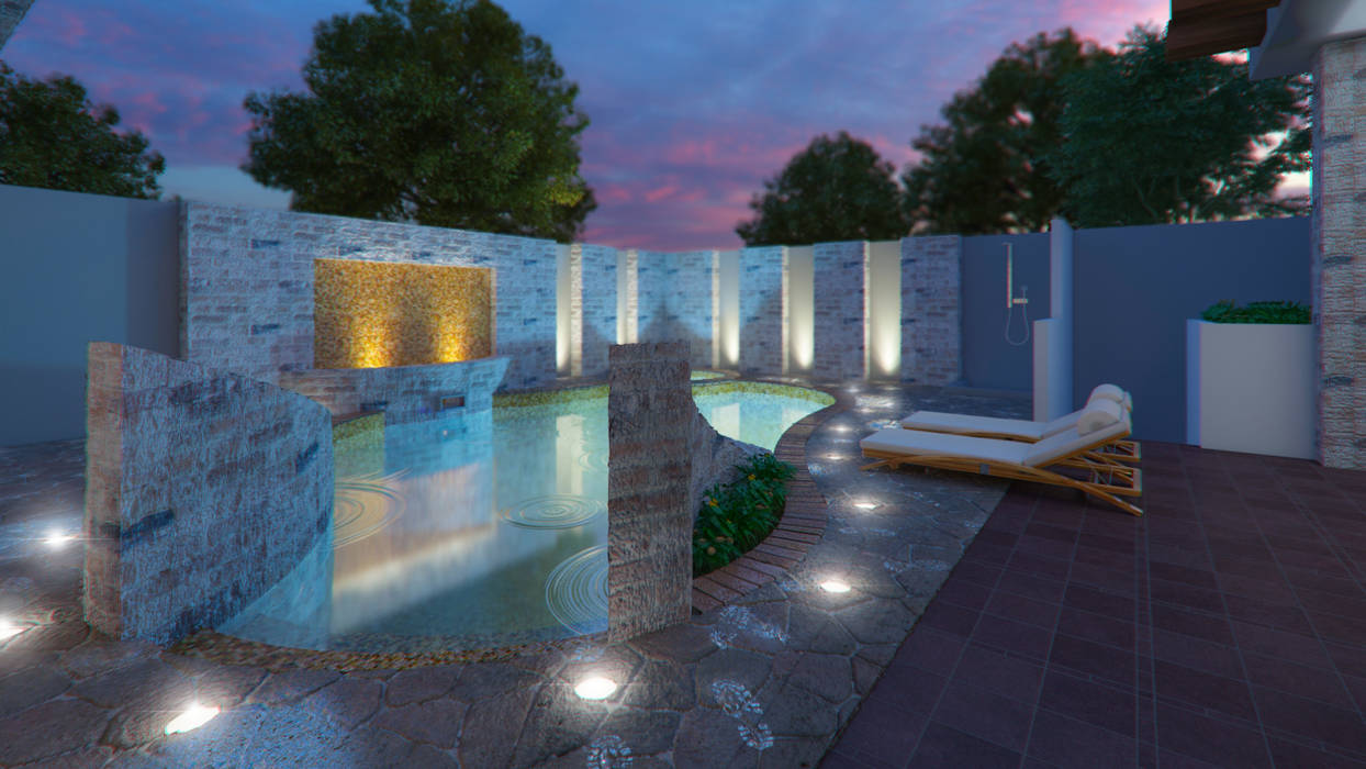 Casa Barajas, Arq. Alejandro Garza Arq. Alejandro Garza Garden Pool Bricks