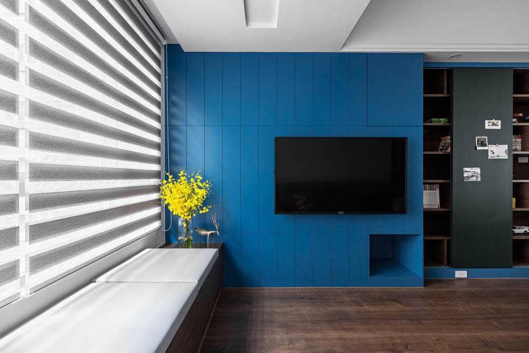 英國藍調, 京彩室內設計裝修工程公司 京彩室內設計裝修工程公司 Moderne Wohnzimmer
