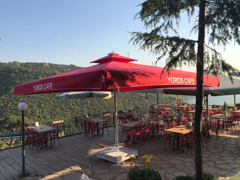 Yoros & kale cafe şemsi̇yeleri̇ akaydın şemsiye modern balkon, veranda