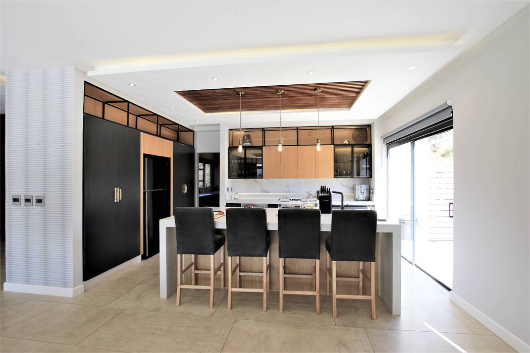 Kitchen JSD Interiors Built-in kitchens Wood Wood effect black kitchen,kitchen design,contemporary kitchen,ceiling design,wood celing,industrial kitchen,kitchen island