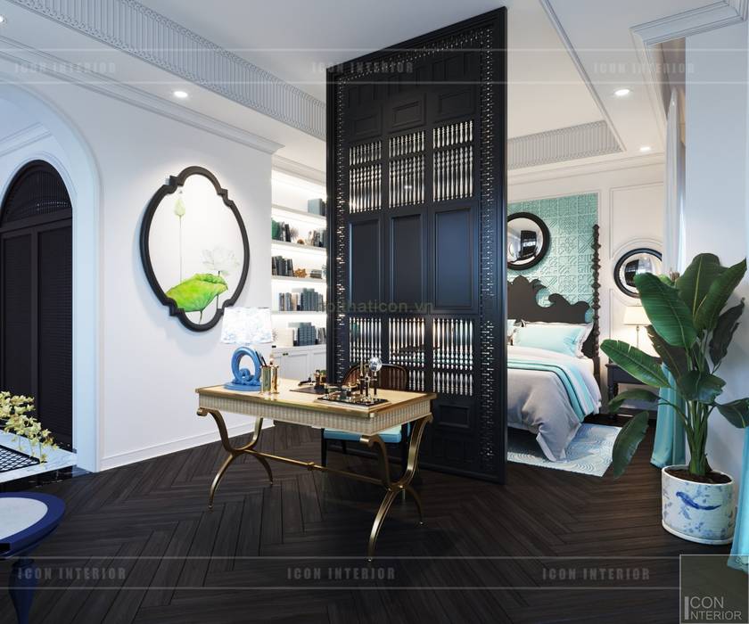 Thiết kế biệt thự theo phong cách Đông Dương - Vẻ đẹp giá trị thời gian, ICON INTERIOR ICON INTERIOR Phòng ngủ phong cách châu Á