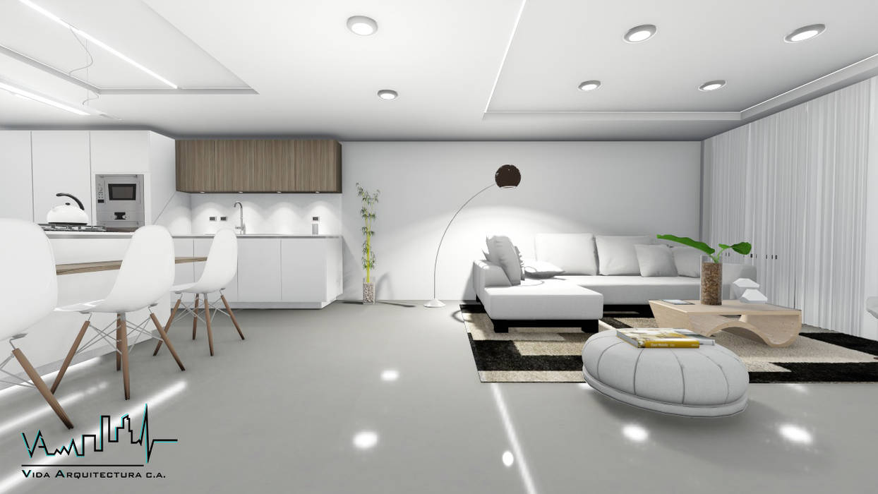 Remodelacion y diseño interior para apartamento, Vida Arquitectura Vida Arquitectura Salas de estilo moderno