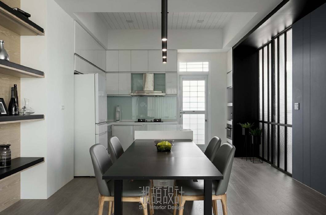 黑白餐廚區 湘頡設計 Minimalist dining room