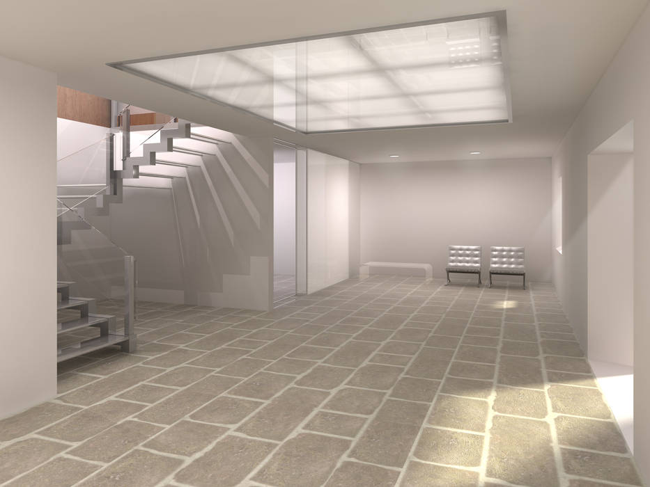 Rehabilitación Casa-Taller. Hall ARQZONE 3D+Design Studio Pasillos, vestíbulos y escaleras rústicos Piedra