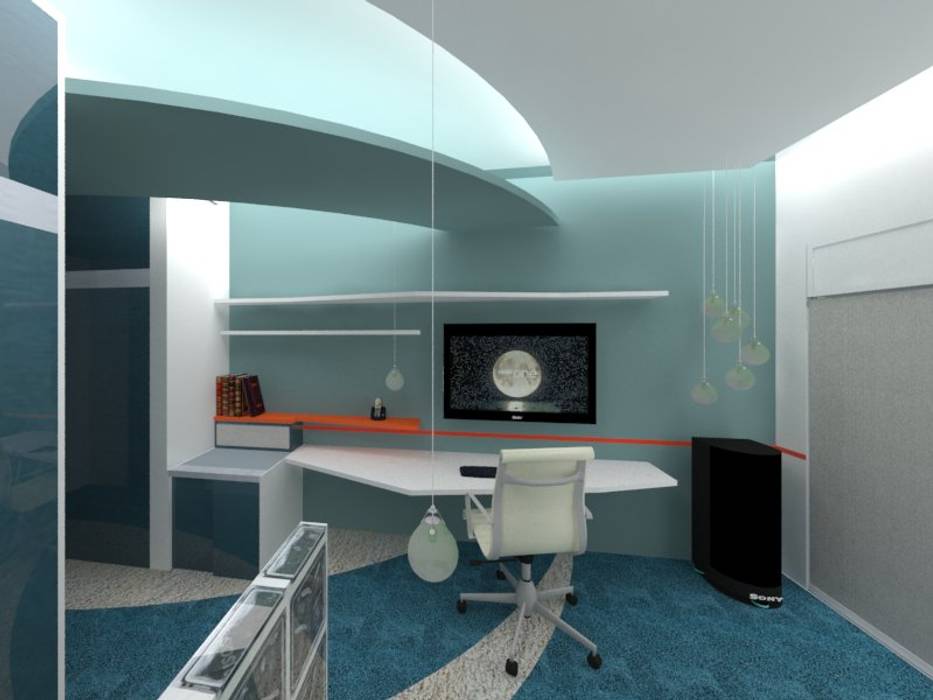Asesoramiento para remodelar un dormitorio Goch Interior Design Dormitorios modernos: Ideas, imágenes y decoración Vidrio Moderno,varonil,minimalista,azul,asesoramiento,detalles