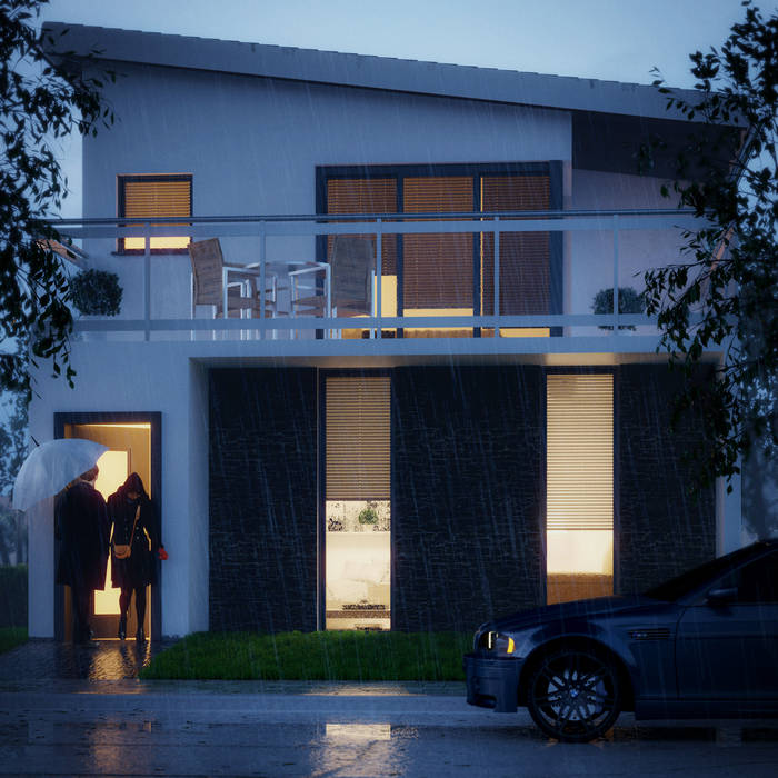 Rainy Evening, Zero Point Visuals Zero Point Visuals Single family home Bricks