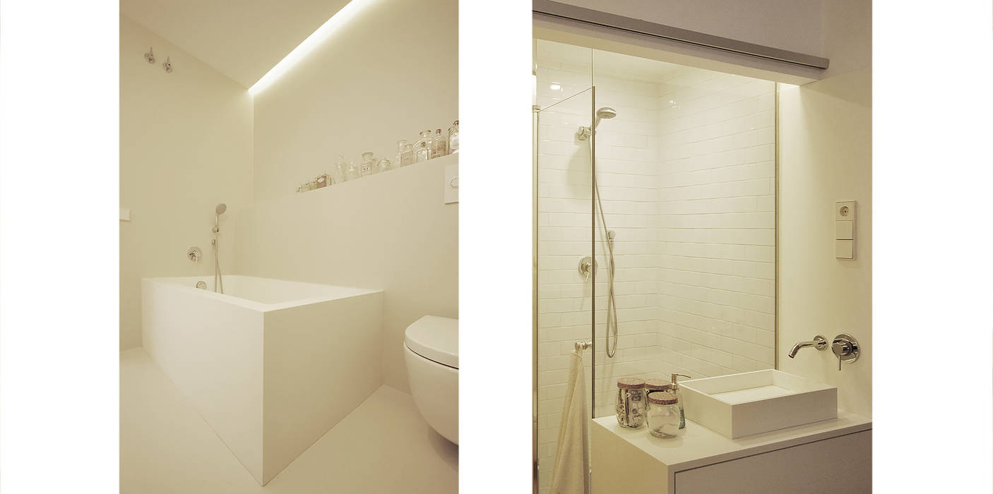 Baños homify Baños de estilo escandinavo baño,iluminación para el cuarto de baño,blanco