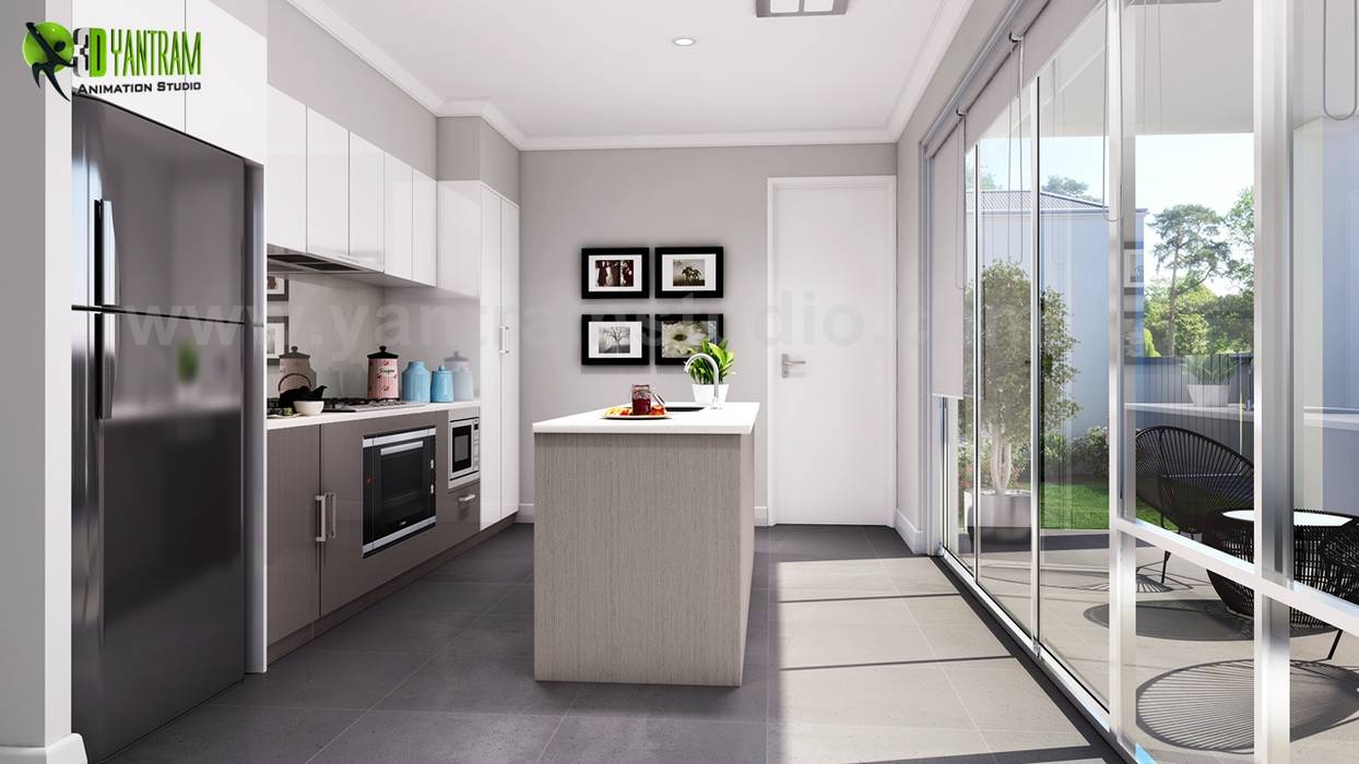 Kitchen Virtual Reality Development With Wooden Island Yantram Architectural Design Studio Cocinas A Medida Homify