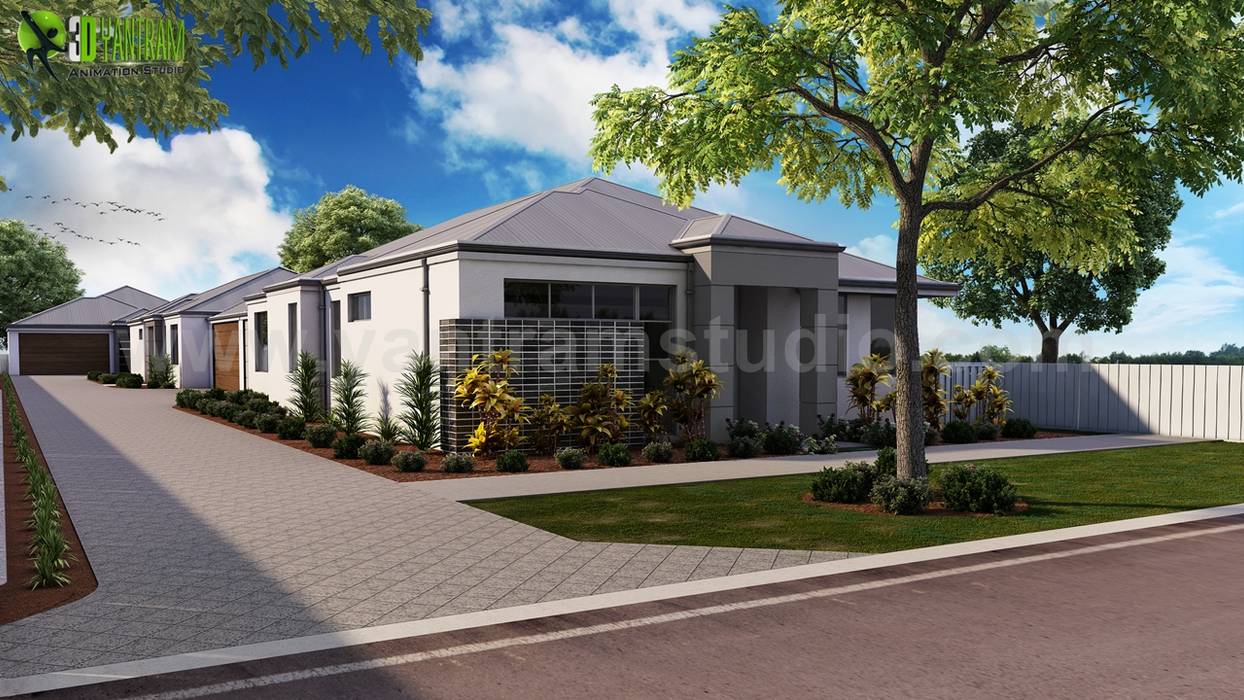 Exterior Rendering View Virtual Reality Developer Yantram Animation Studio Corporation Bungalow container house,rendering,services,design,studio,modeling,interior,exterior,architectural,visualization