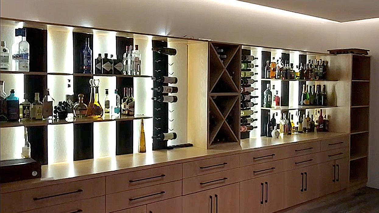 homify Bodegas modernas Madera Acabado en madera iluminaci,bar,residencial