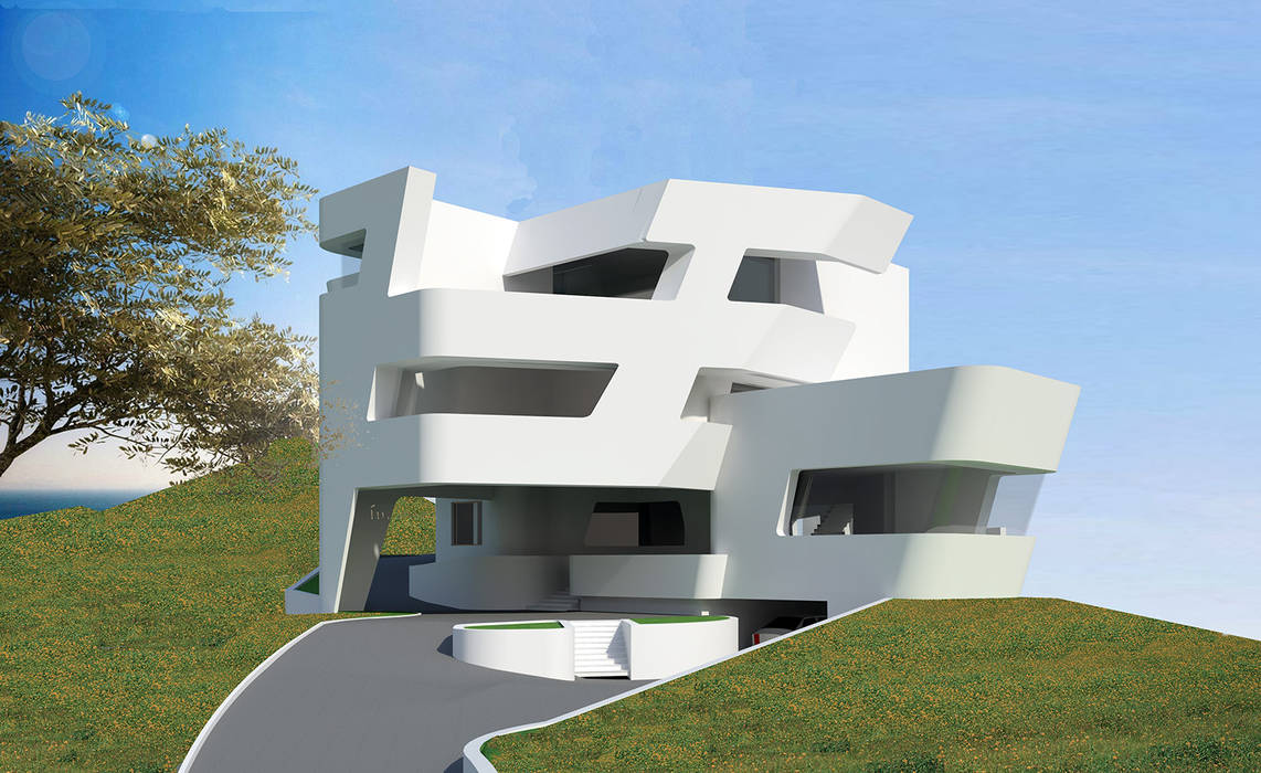 The Hilltop House S Squared Architects Pvt Ltd. Multi-Family house Concrete White