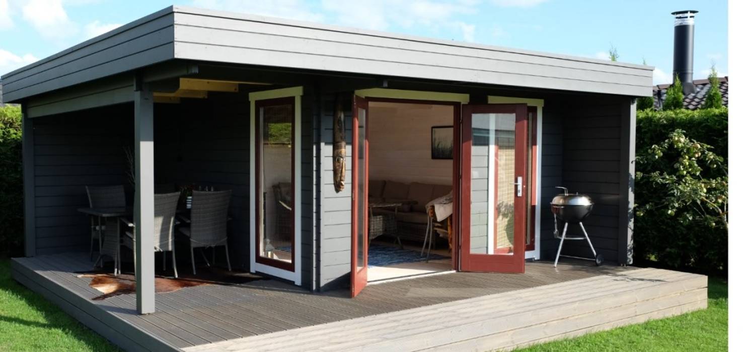 Modern Summer House Hansa Lounge XL with Veranda, Summerhouse24 Summerhouse24 كوخ خشب Wood effect