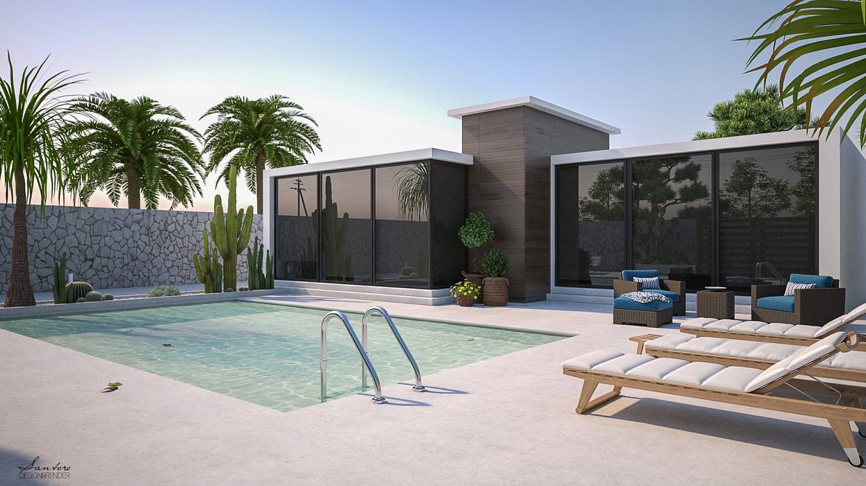 Zona esterna villetta ad Enna, Santoro Design Render Santoro Design Render Garden Pool