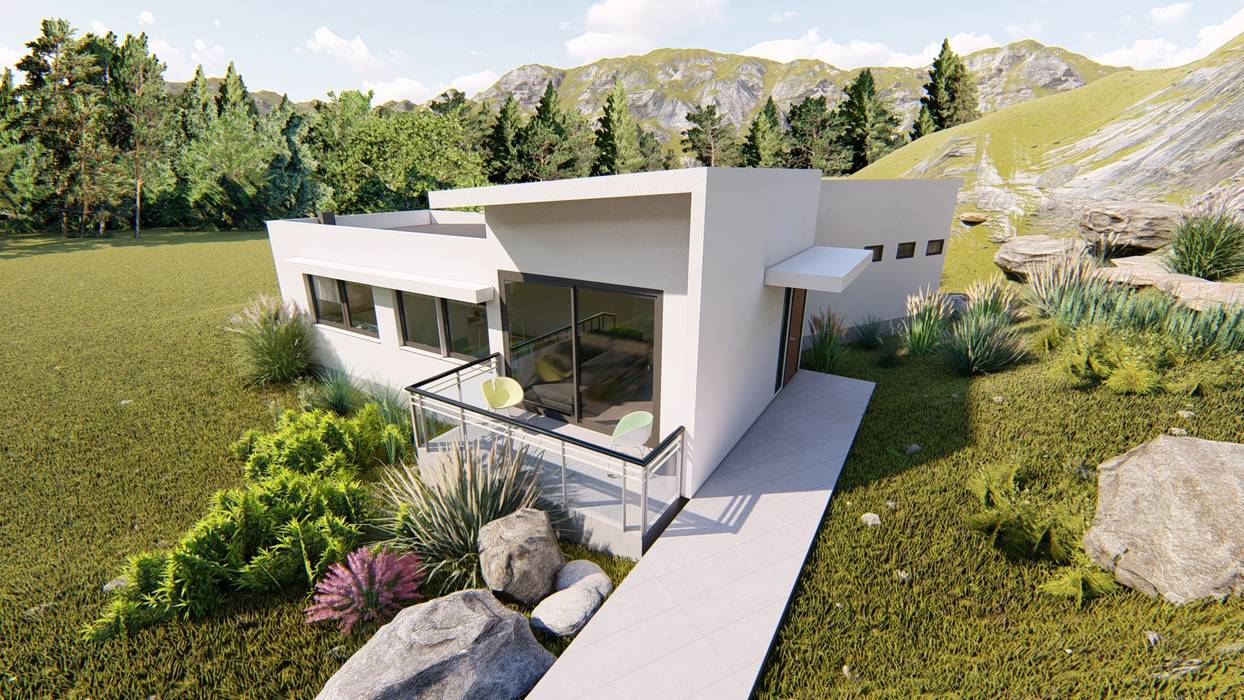 Diseño vivienda en ladera con desniveles 104m2 en Peñuelas , Ekeko Arquitectura Ekeko Arquitectura Log cabin