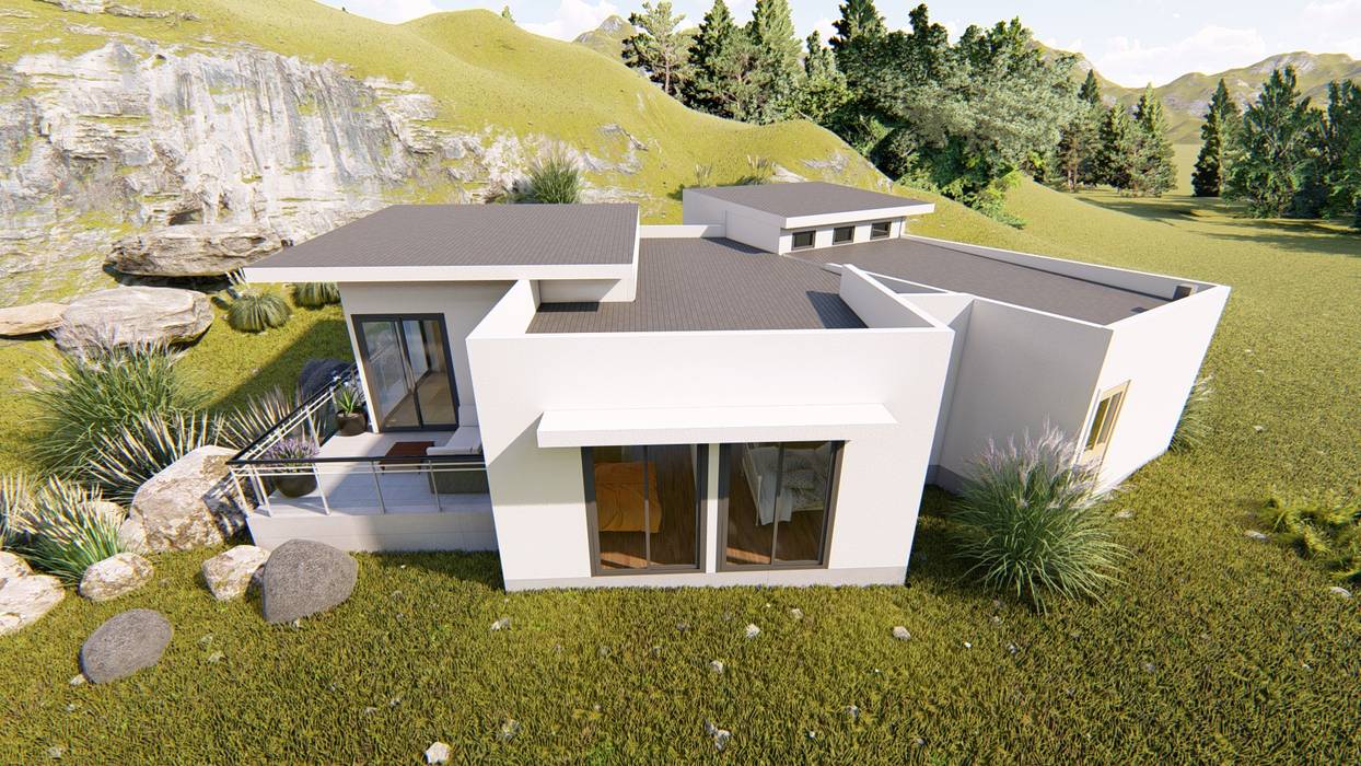 Diseño vivienda en ladera con desniveles 104m2 en Peñuelas , Ekeko Arquitectura Ekeko Arquitectura منزل عائلي صغير