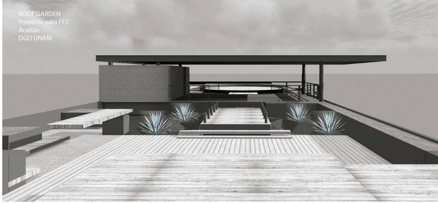 Propuesta para Roof Garden Fes Acatlán Designo Arquitectos Jardines zen Madera Acabado en madera
