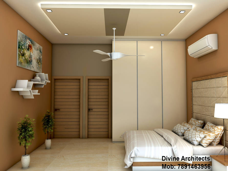 Villa Interior design for mr. Divyarth duveymahindra sez ajmer road jaipur, divine architects divine architects Bedroom
