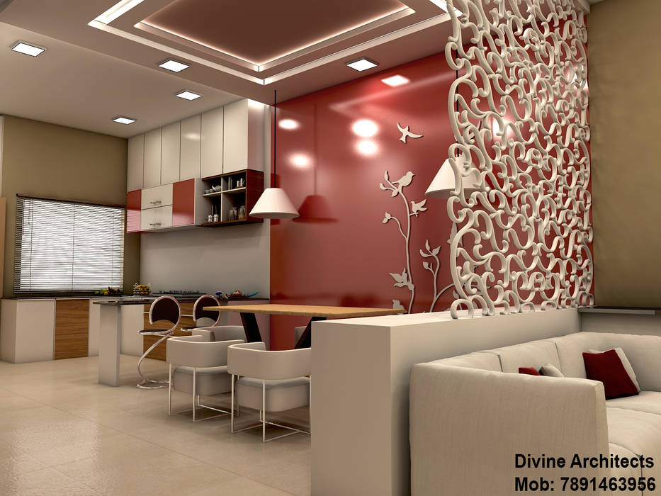 Villa Interior design for mr. Divyarth duveymahindra sez ajmer road jaipur, divine architects divine architects Salas de estilo moderno