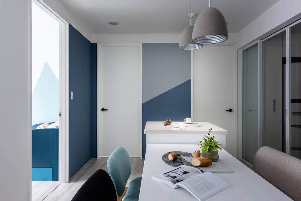 Water Blue, 寓子設計 寓子設計 Ruang Studi/Kantor Gaya Skandinavia