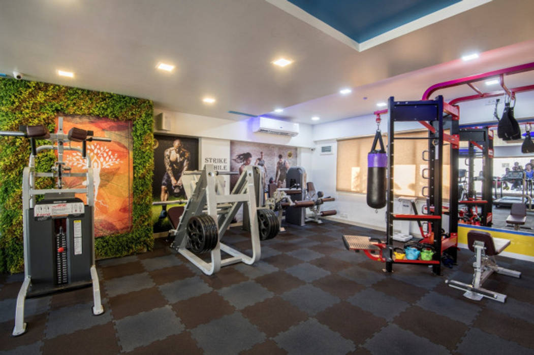 Offbeat gym at kandivali, Mumbai, A Design Studio A Design Studio Gimnasios domésticos de estilo moderno