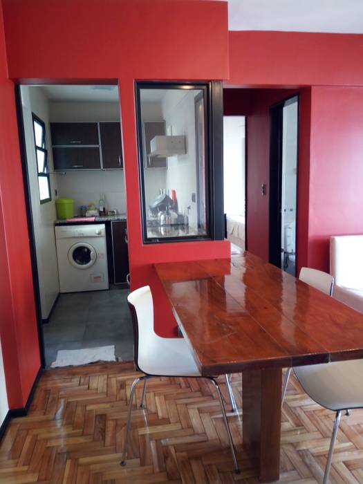 Apartamento rojo... en el once, Marcelo Manzán Arquitecto Marcelo Manzán Arquitecto Cocinas modernas: Ideas, imágenes y decoración