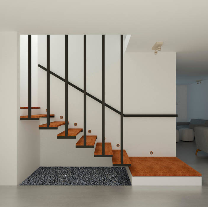 Escaleras Interior Casa Santa Anita Punto De Fuga Arquitectura Salas modernas Madera Acabado en madera