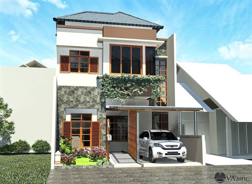 Proposal Rumah Tropis Moderen . GDC – Depok . Jawa Barat, Vaastu Arsitektur Studio Vaastu Arsitektur Studio منزل عائلي صغير