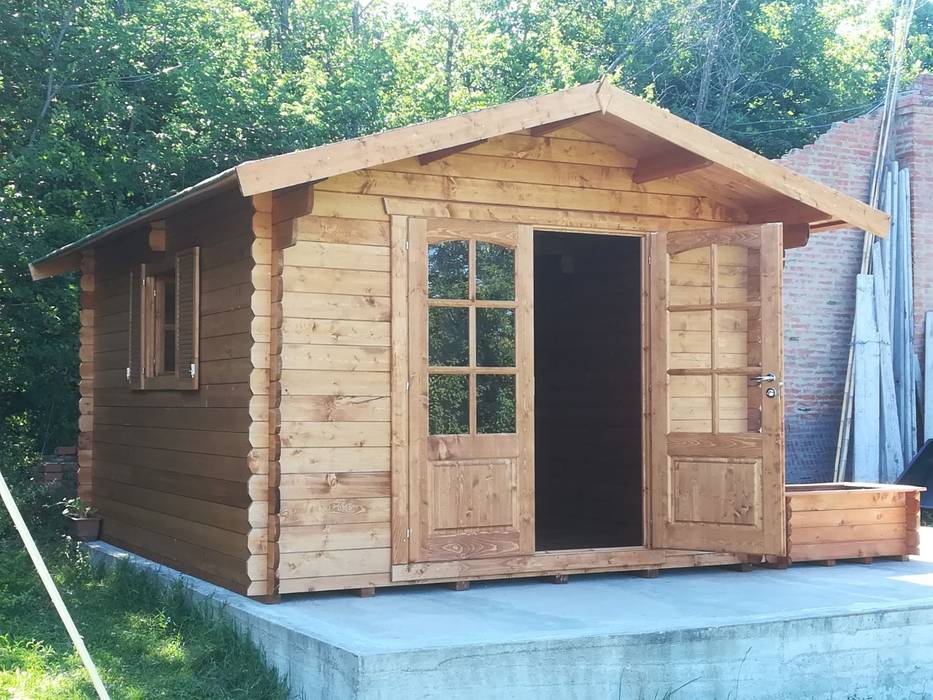 Casetta In Legno Da Giardino 3x4 Spessore 28mm Porta Doppia Di