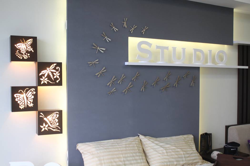 Detail Dinding Kamar Utama POWL Studio Dinding & Lantai Modern Pictures & frames