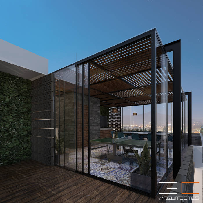 3C Arquitectos S.A. de C.V. بلكونة أو شرفة الحديد / الصلب Black