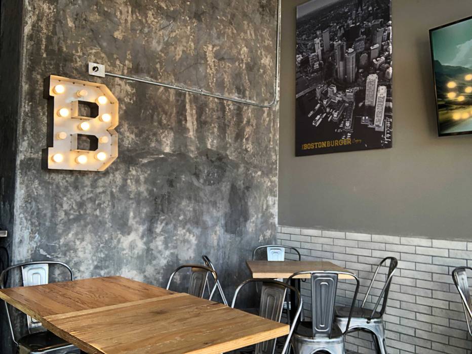 The Boston Burger Company, Estudio Chipotle Estudio Chipotle Espacios comerciales Concreto restaurante,concreto,pulido,hamburguesas,boston,burger,cholula,puebla,metal,Bares y discotecas