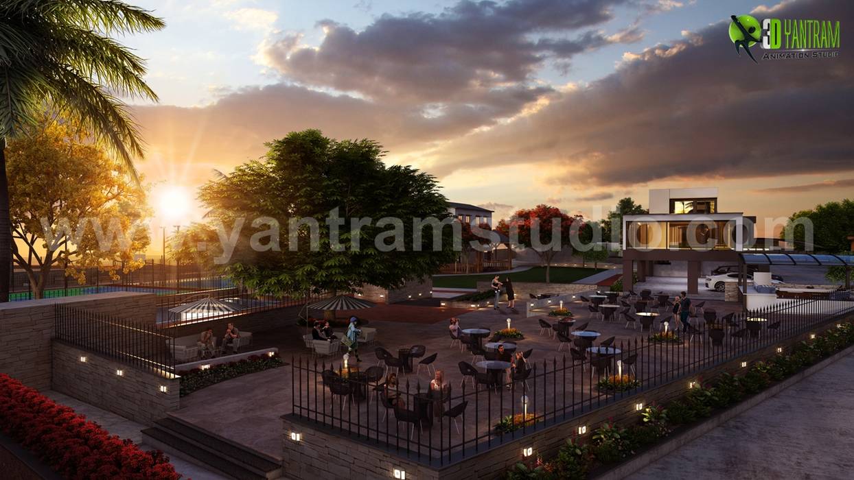 Out Door Restaurant Community Rendering ideas Provider Yantram Architectural Design Studio Yantram Animation Studio Corporation Multi-Family house 3d,exterior,community,rendering,architectural,studio,design,outdoor,visualisation,company,pool view,open restaurant idea