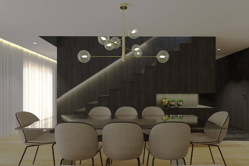SS Duplex Apartment, 411 - Design e Arquitectura de Interiores 411 - Design e Arquitectura de Interiores Ruang Makan Modern Tables