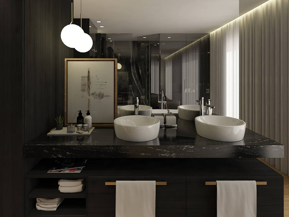 SS Duplex Apartment, 411 - Design e Arquitectura de Interiores 411 - Design e Arquitectura de Interiores Modern bathroom Storage