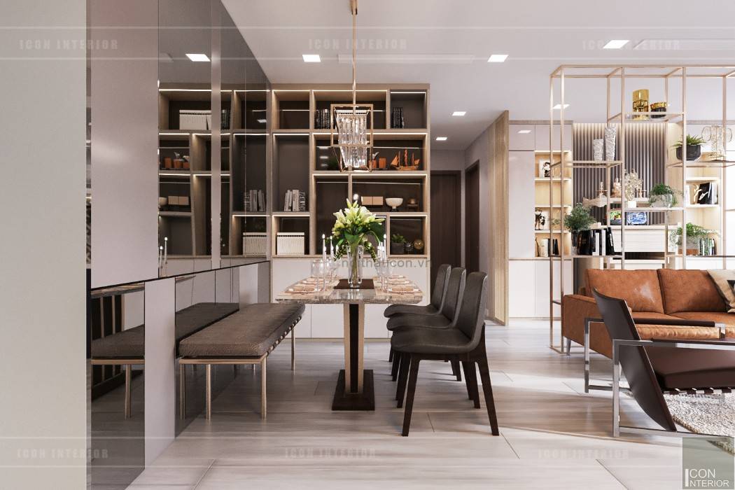 Phong cách hiện đại trong thiết kế nội thất căn hộ Vinhomes Central Park, ICON INTERIOR ICON INTERIOR Modern Dining Room