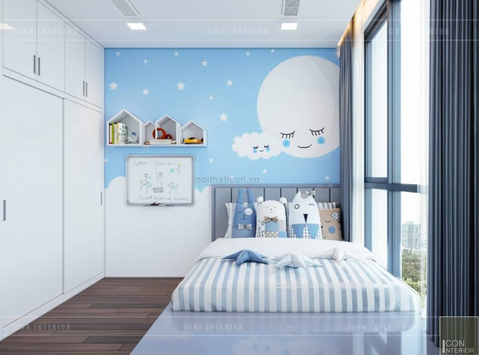 Phong cách hiện đại trong thiết kế nội thất căn hộ Vinhomes Central Park, ICON INTERIOR ICON INTERIOR Quarto infantil moderno