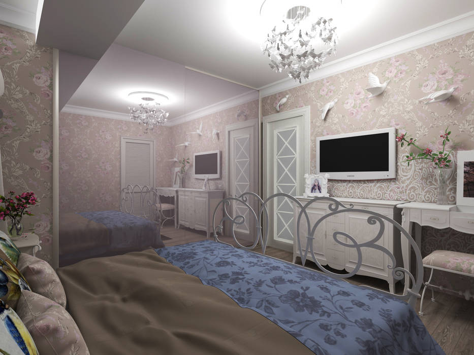 Спальня в стиле Light шебби-шик, StudiaTZ StudiaTZ Спальня в стиле кантри