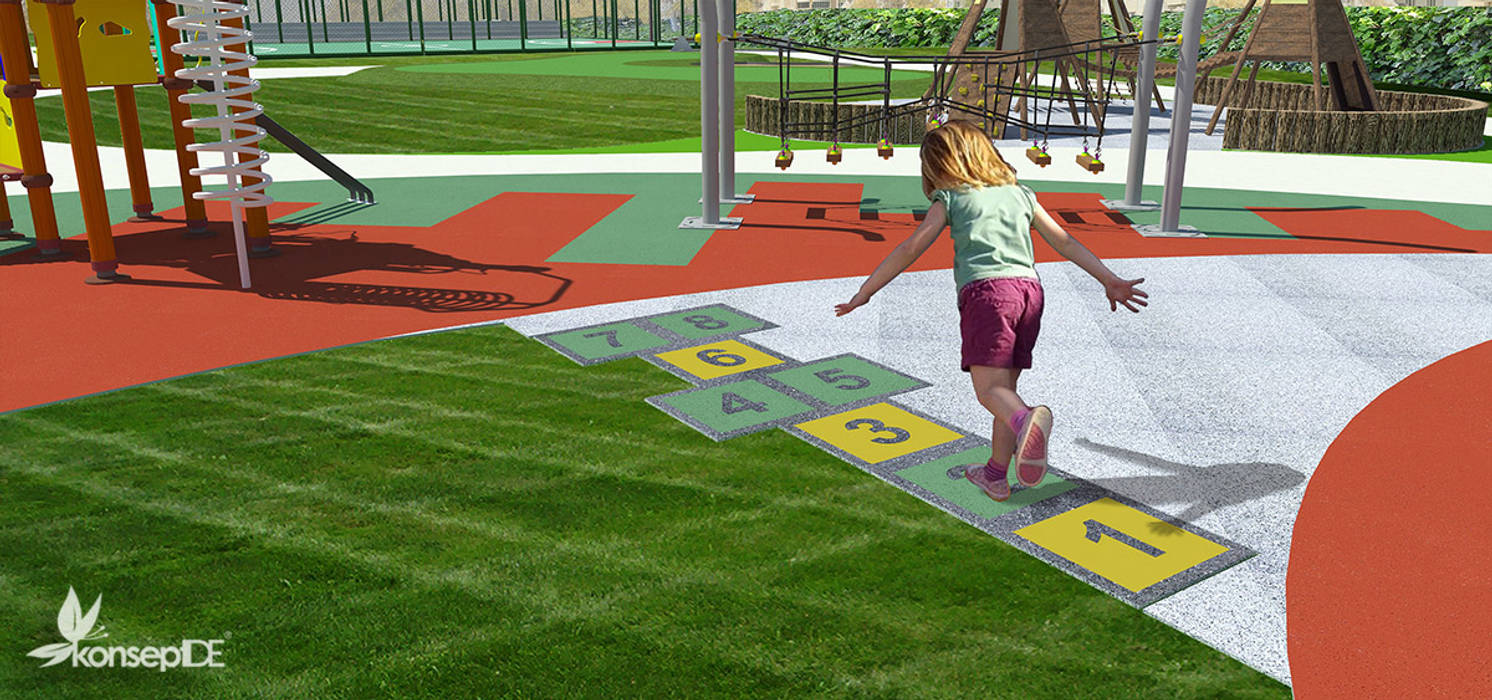 ULUDAĞ KOLEJİ Peyzaj Projelendirme & Landscaping Project konseptDE Peyzaj Fidancılık Tic. Ltd. Şti. Klasik Bahçe konseptde,yalova,bursa,kolej,okul,seksek,oyun,çim,bahçe,çocuk,playground
