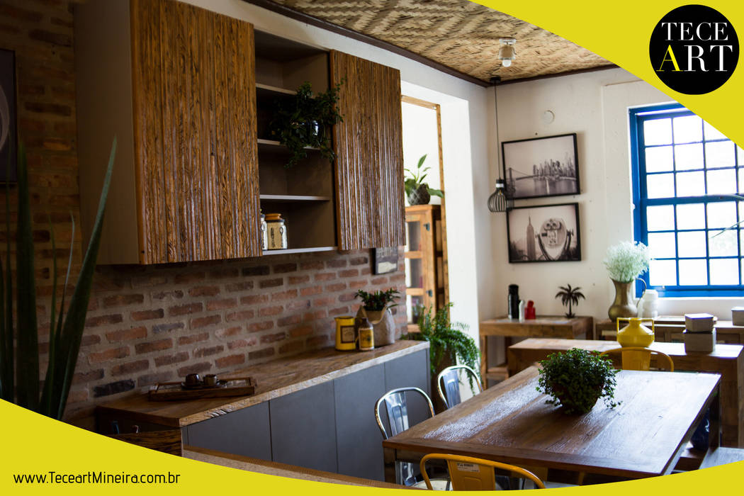 Armario Buffet E Mesa De Jantar Com Cadeiras De Metal Por Teceart Rustico Madeira Efeito De Madeira Homify