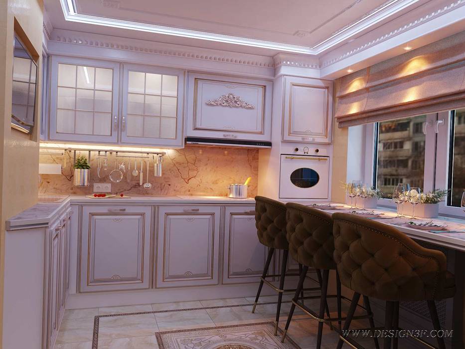 Интерьер кухни в классическом стиле, студия Design3F студия Design3F 屋頂