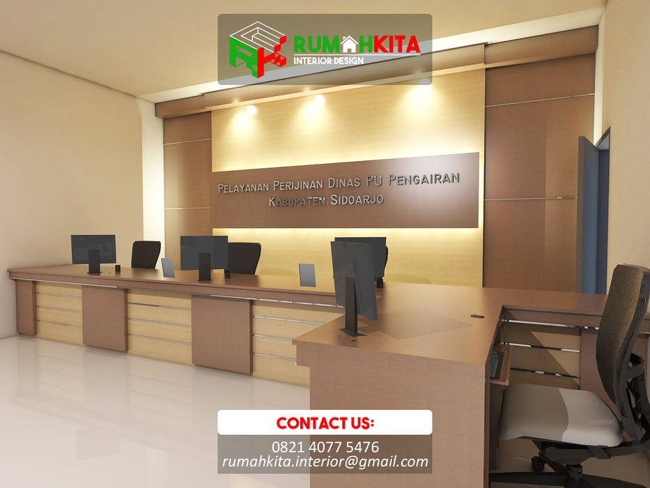 Interior Kantor | Dinas Pengairan Sidoarjo, RumahKita Interior RumahKita Interior Estudios y oficinas minimalistas Contrachapado Escritorios