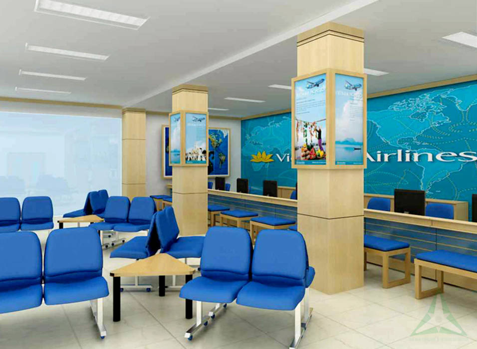 PHÒNG VÉ VIETNAM AIRLINES, VAN NAM FURNITURE & INTERIOR DECORATION CO., LTD. VAN NAM FURNITURE & INTERIOR DECORATION CO., LTD. Commercial spaces Văn phòng & cửa hàng