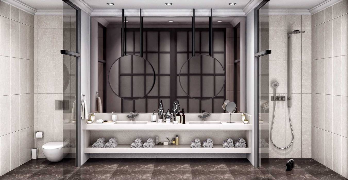 Küçük banyolar ANTE MİMARLIK Modern Banyo iç mekan tasarım,banyo tasarım,banyo tasarım,banyo dolabı,banyo zemin