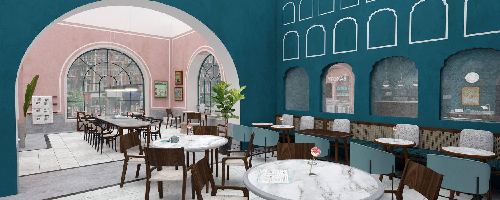 Pistachio Rose - Bakery & Cafe - Seating Area Lunar Lunar مساحات تجارية مطاعم