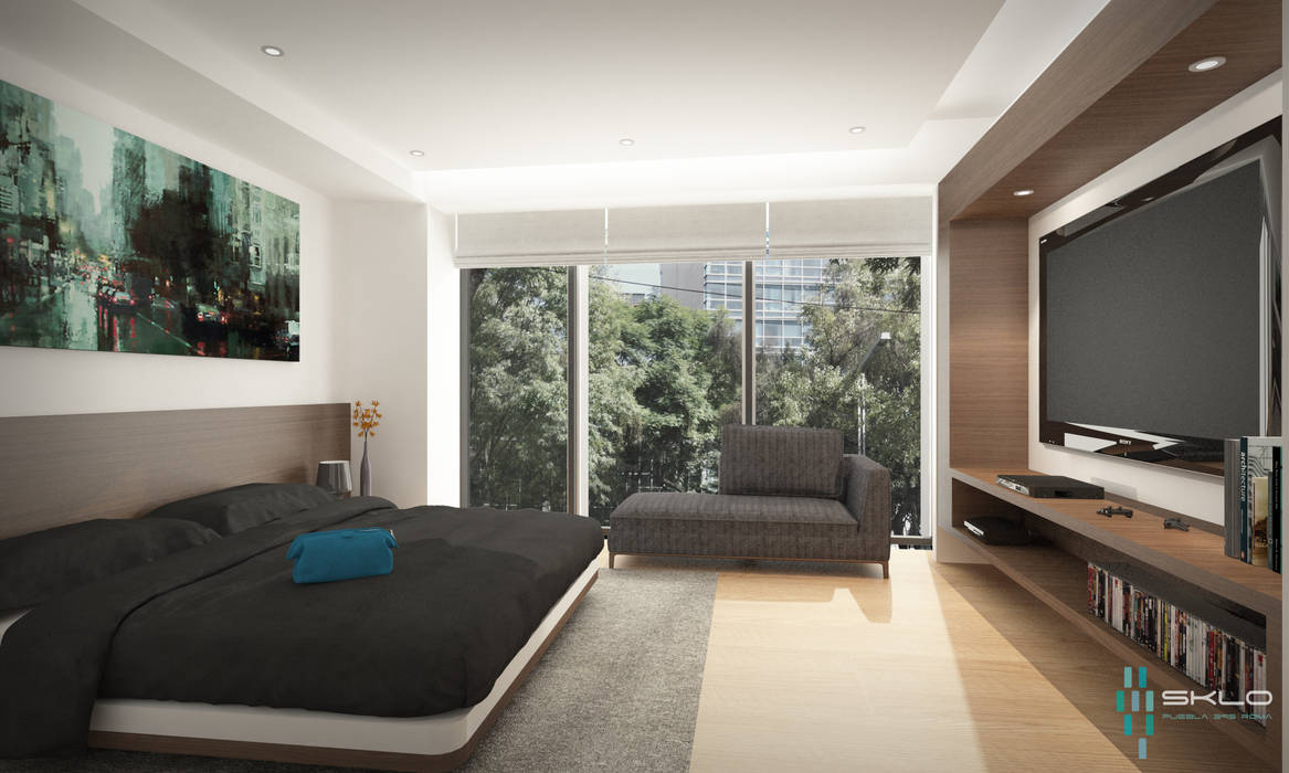 Recámara principal: Recámaras de estilo  por NEU ARQUITECTURA