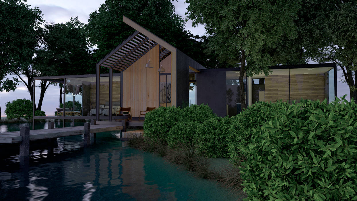 casa en el lago. Arquitectura en cancun., ELOARQ ELOARQ Log cabin Wood Wood effect