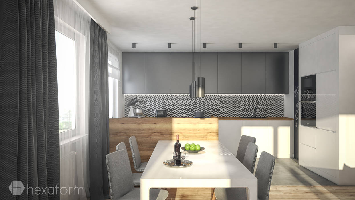 Mieszkanie 70 m2, hexaform - projektowanie wnętrz hexaform - projektowanie wnętrz Кухня