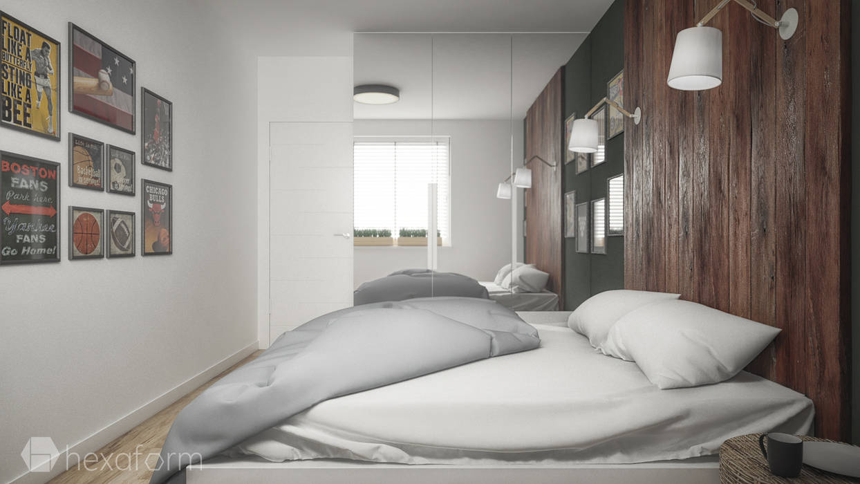 Mieszkanie 60 m2, hexaform - projektowanie wnętrz hexaform - projektowanie wnętrz Dormitorios de estilo minimalista