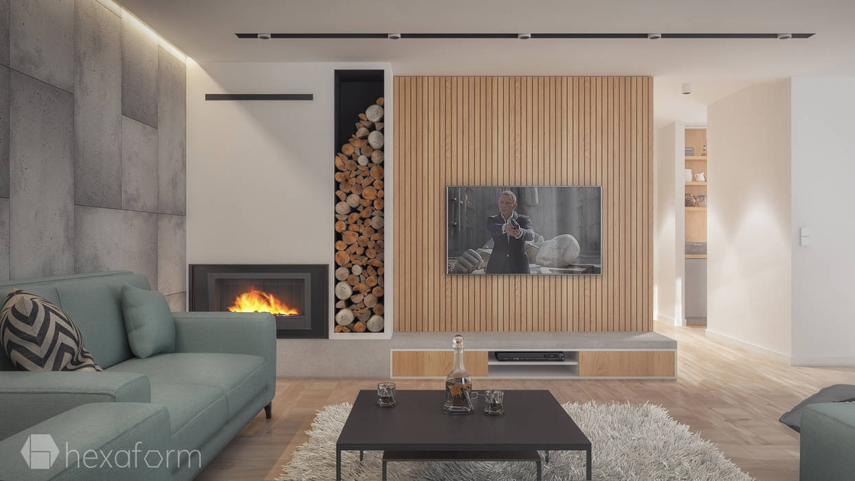Projekt domu, hexaform - projektowanie wnętrz hexaform - projektowanie wnętrz Scandinavian style living room